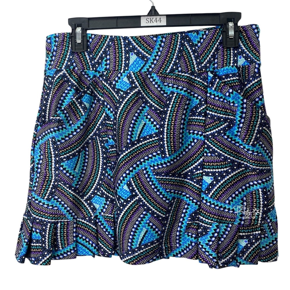 Tzu Tzu Skort Womens Medium Blue Purple Geometric Ruffle Tennis Golf Made USA